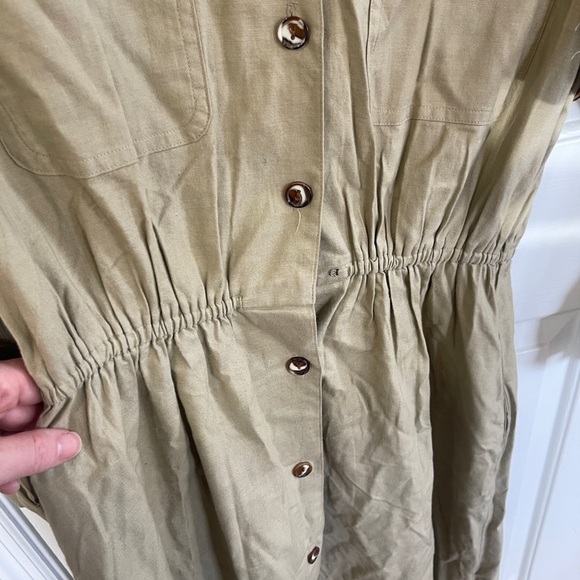 Vintage Impromptu Khaki Shirt Dress Size 12 Tall  w Matching Belt  100% Cotton - Picture 4 of 5